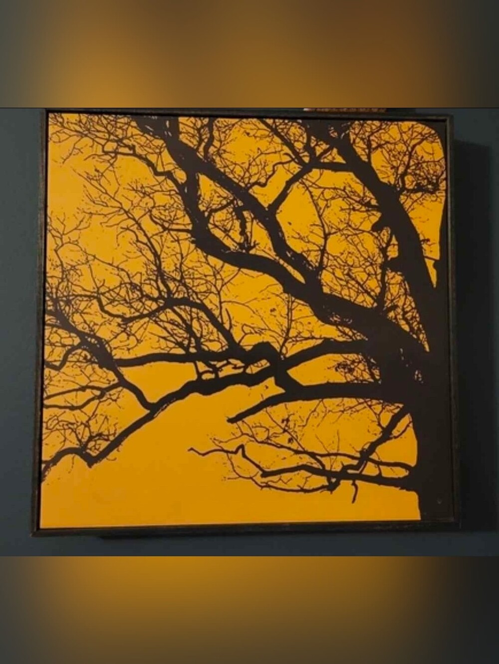 Framed Silhouette Tree Wall Art - Yellow & Black